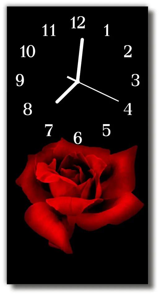 Ceas de perete din sticla vertical Flori red rose