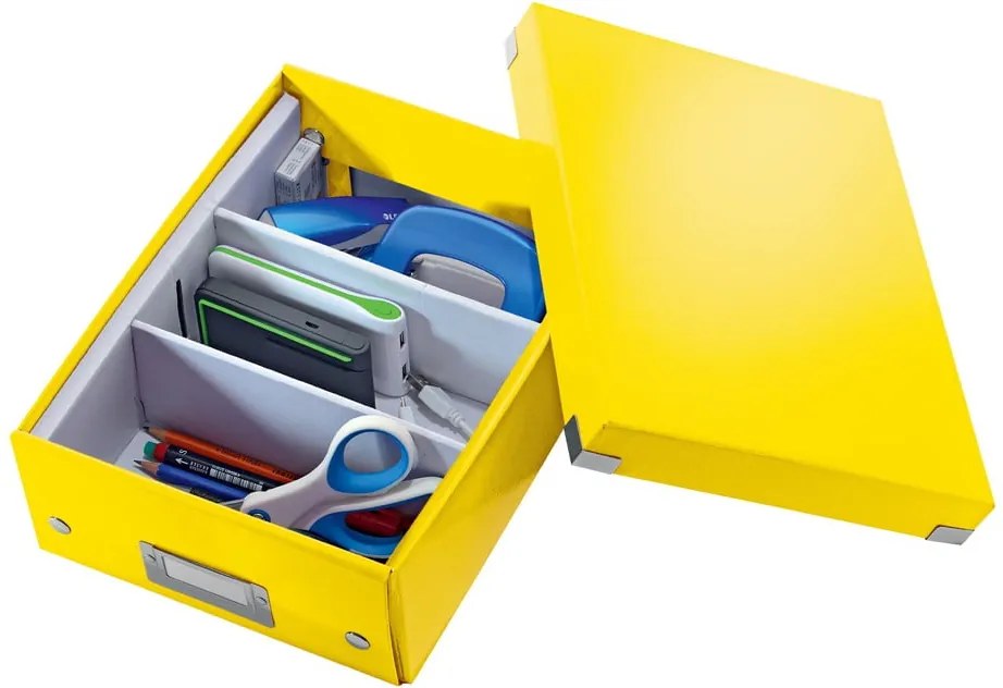 Cutie de depozitare din carton cu capac galbenă Click&Store - Leitz