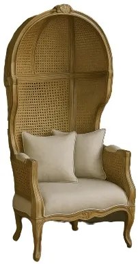 Fotoliu clasic francez, stil Louis XV–XVI, din lemn masiv și trestie naturală, 87x73x163 cm, Elora