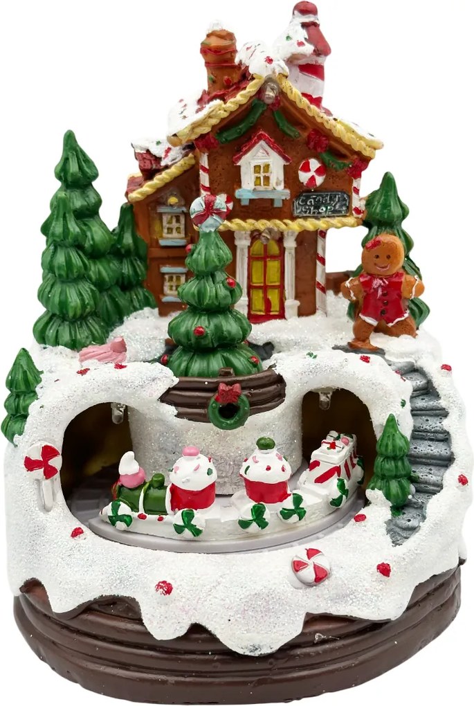 Scena de Craciun cu Trenulet Animat si Briose CANDY SHOP, Cu muzica si lumini