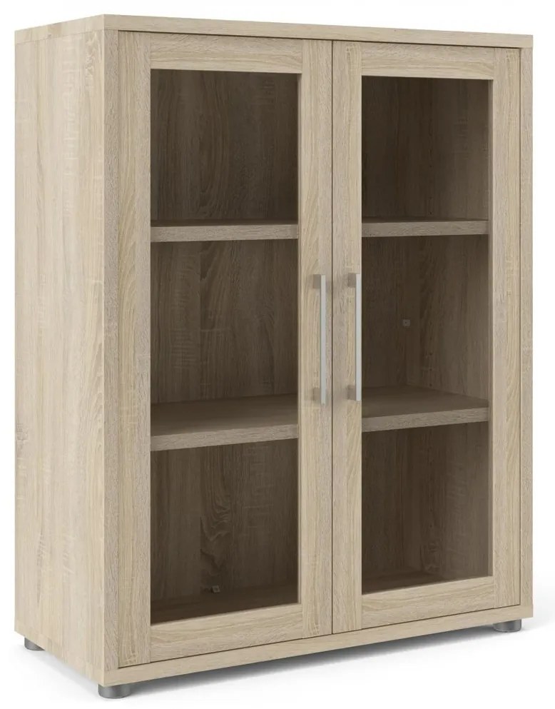 Dulap Modulo 89 x 40 x 113 cm, uși din sticlă, stejar sonoma / transparent