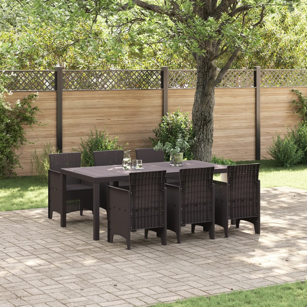 vidaXL Set de Dining Grădină 7 pcs Maro 200 x 100 x 73 cm