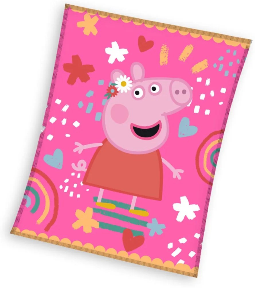 Purcelușa Peppa Piggy Tales pătură coral fleece 130x160cm