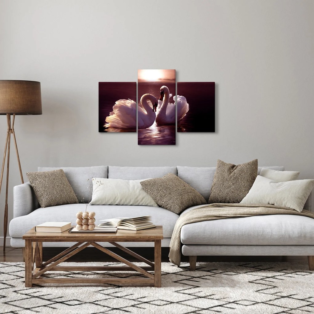 Tablou - Lebede pe lac (90x60 cm)