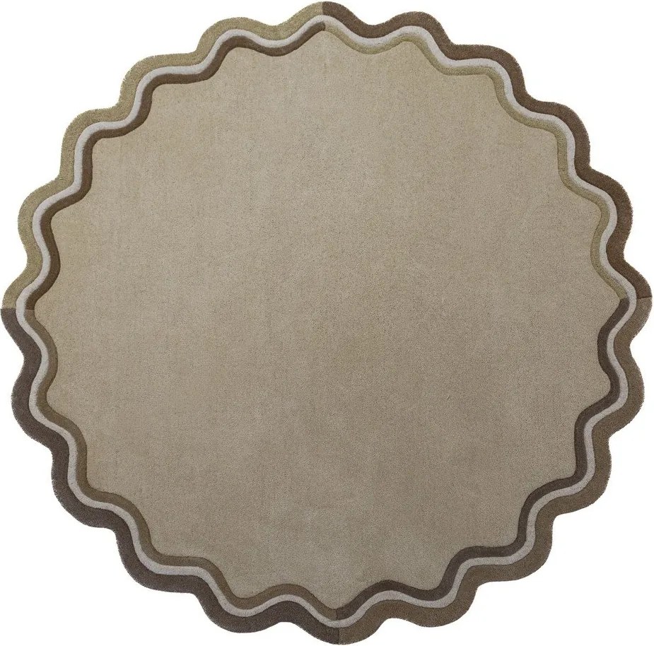Covor în culoare naturală țesut manual rotund din lână ø 180 cm Leo Scallop – Flair Rugs