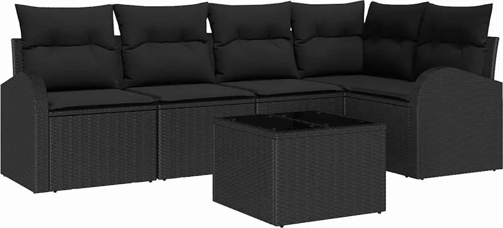 vidaXL Set de canapea cu pernă Negru Poliester