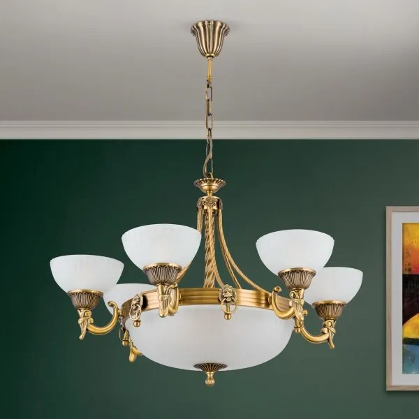 Lustră pe lanț Orion LU 1689/6+3 ROCCA 9xE27/60W/230V d. 75 cm bronz/alb