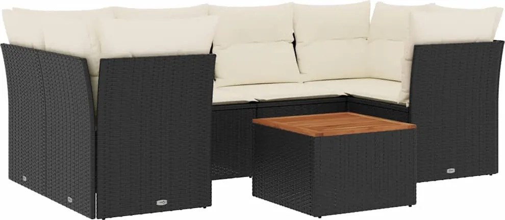 vidaXL Set canapele de grădină cu perne, 7 piese, negru, poliratan