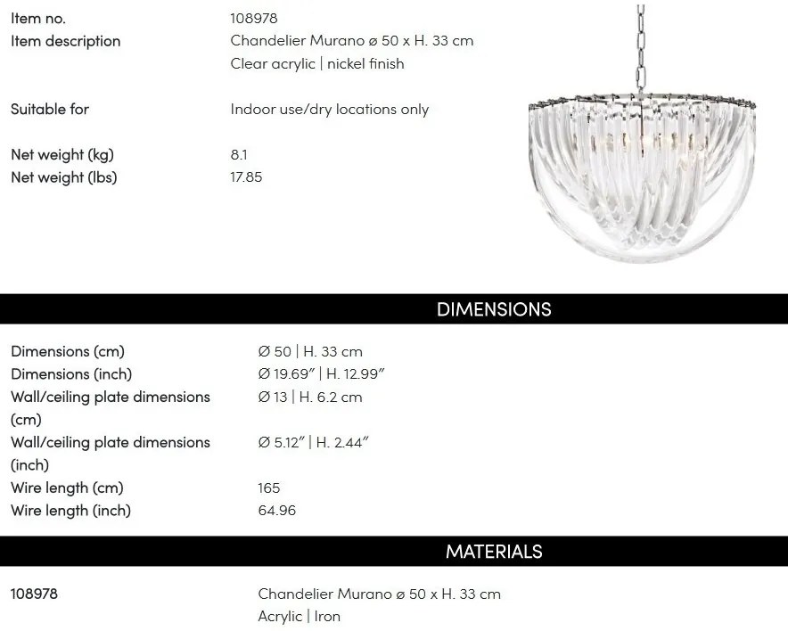 Candelabru LUX fabricat manual, diametru 50cm, Murano 108978 HZ