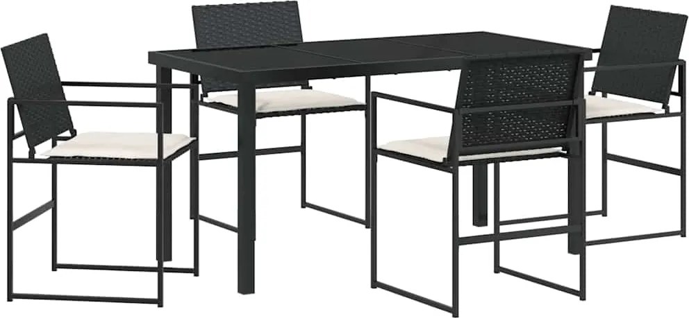 vidaXL Set de masă pentru grădină 5 pcs Negru