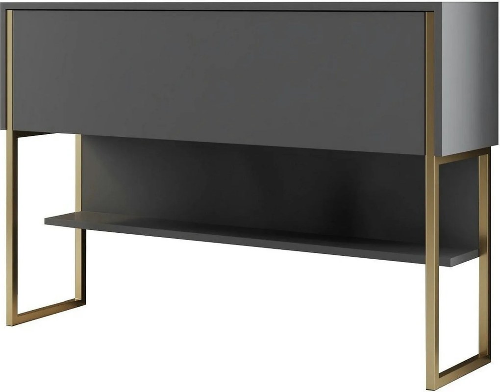 Consola LUXE, gri antracit/auriu, PAL melaminat/metal, 120x30x80 cm