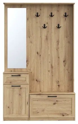 Set pentru hol KAVI cu oglindă, stejar artisan