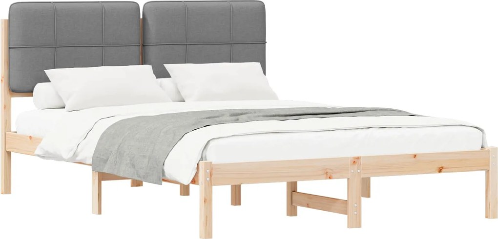 vidaXL Cadru de pat cu tăblie tapițată Gri deschis 150 x 200 cm