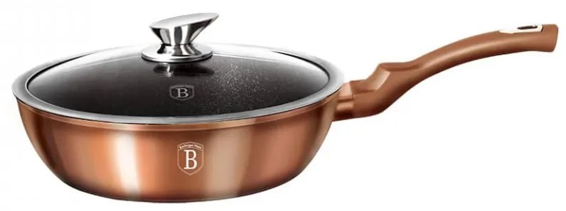 Tigaie cu capac adanca 24 cm Rose Gold (Cupru) Metallic Line Berlinger Haus BH 1517N