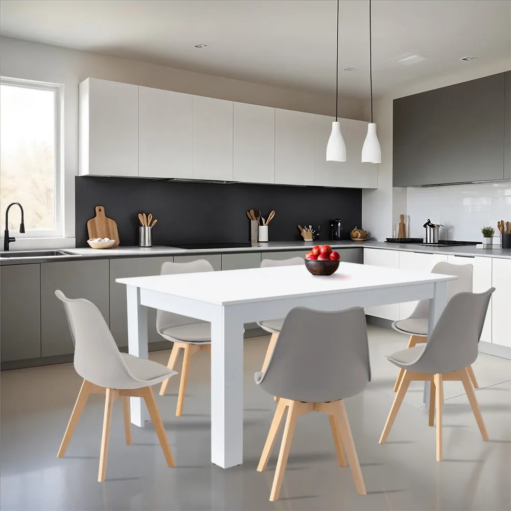 Set de masă Lola 6+1 gri-alb