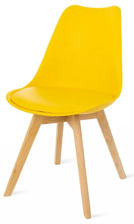 Set 2 scaune cu picioare din lemn de fag loomi.design Retro, galben