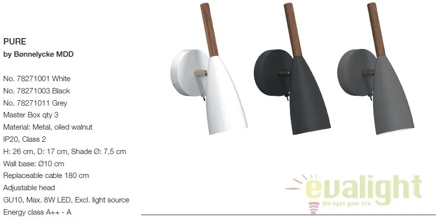 Aplica de perete design nordic Pure gri 78271011 DFTP