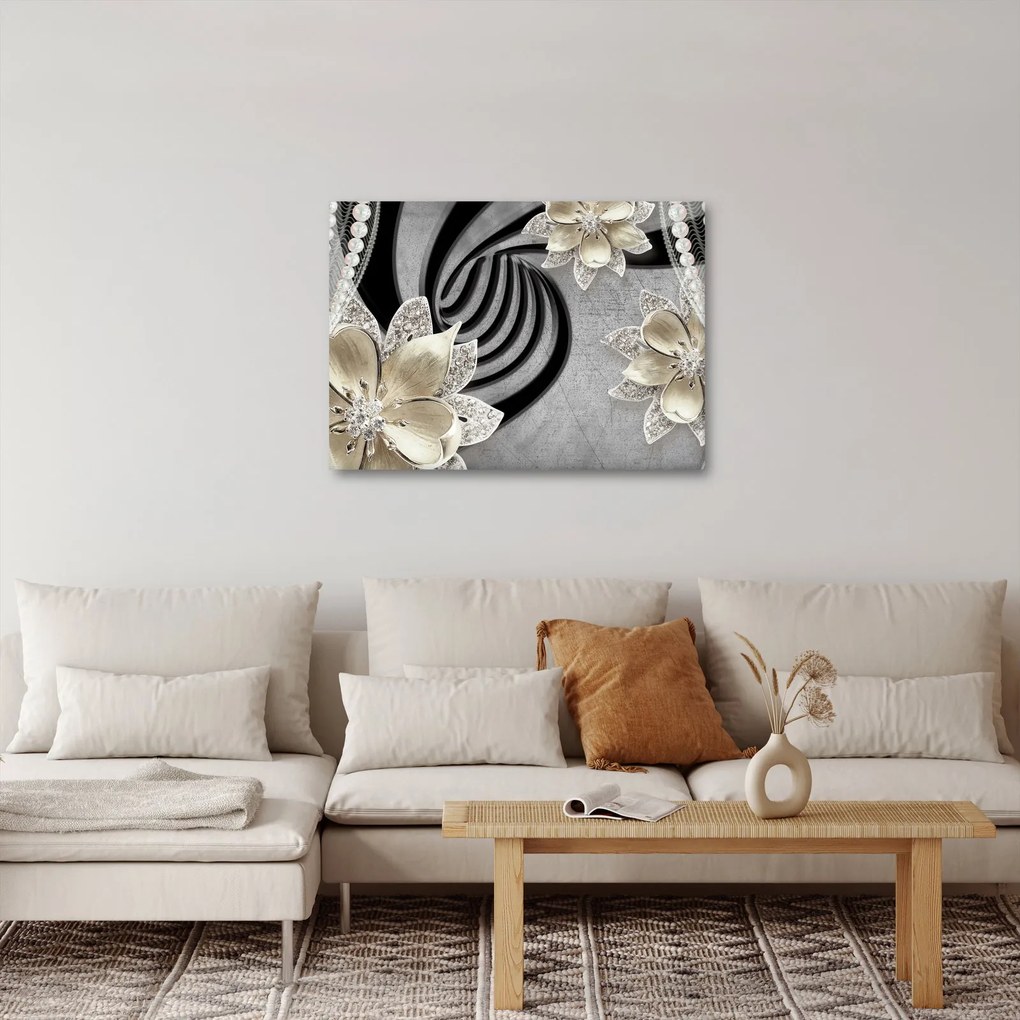 Tablou - 3D Flori aurii (70x50 cm)