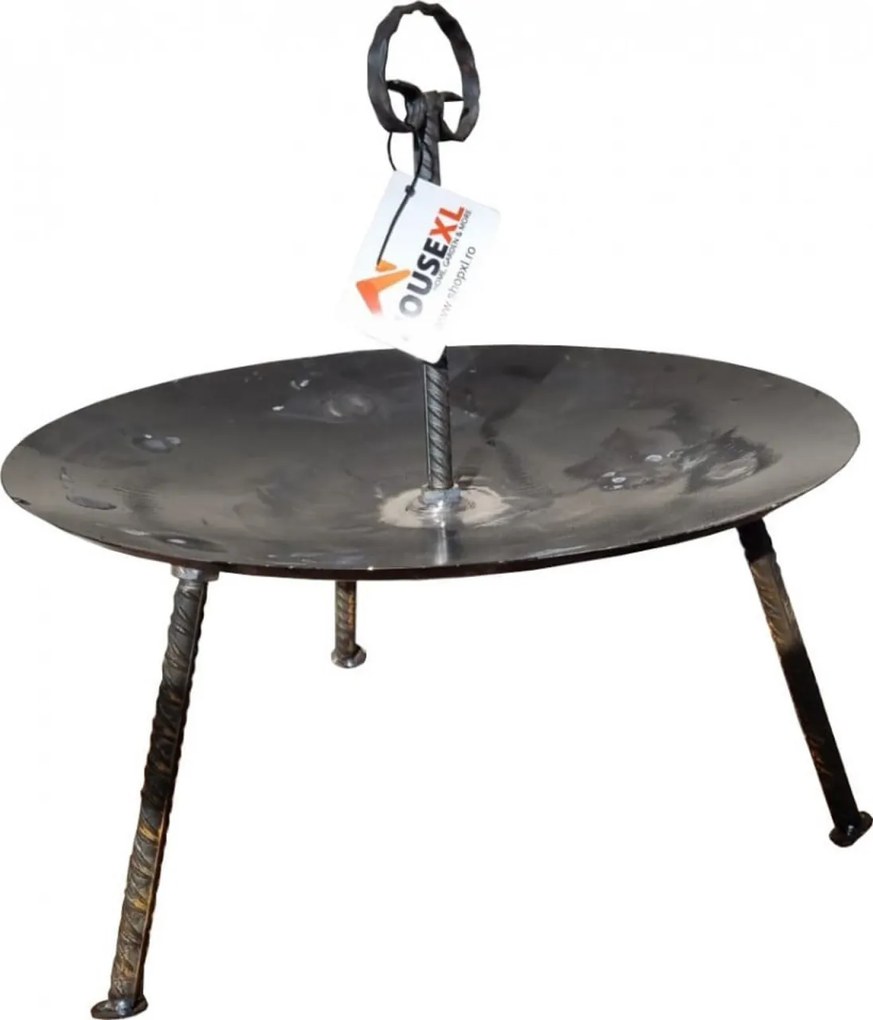 Gratar disc din otel HouseXL™ Barbecue Disk, Produs in Romania din taler de tractor, Picioare detasabile, Maner rece, Grosime 3.5 mm, Diametru 46