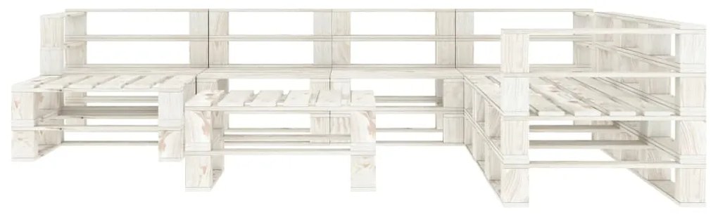 Set mobilier gradina din paleti,alb, 9 piese, lemn Alb, 1