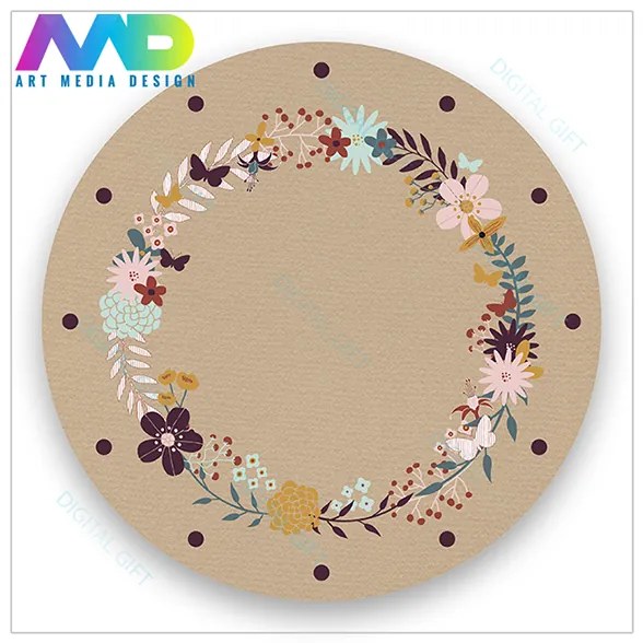Ceas de perete - Flori si fluturi retro 21 cm, lemn