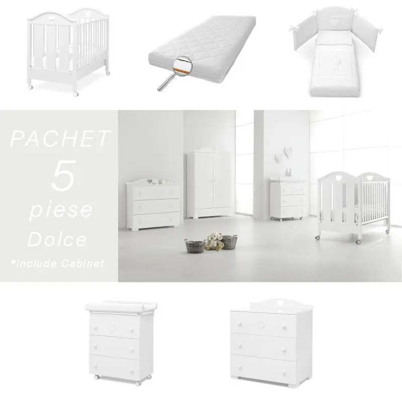 Pachet 5 piese Pat Saltea Set Textil Protectie Comoda Cabinet Dolce