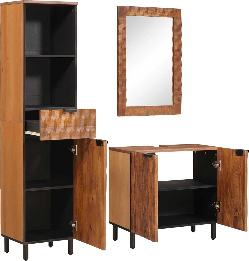 vidaXL Seturi de baie 3 pcs Maro Acacia Finisat Lemn de mango solid