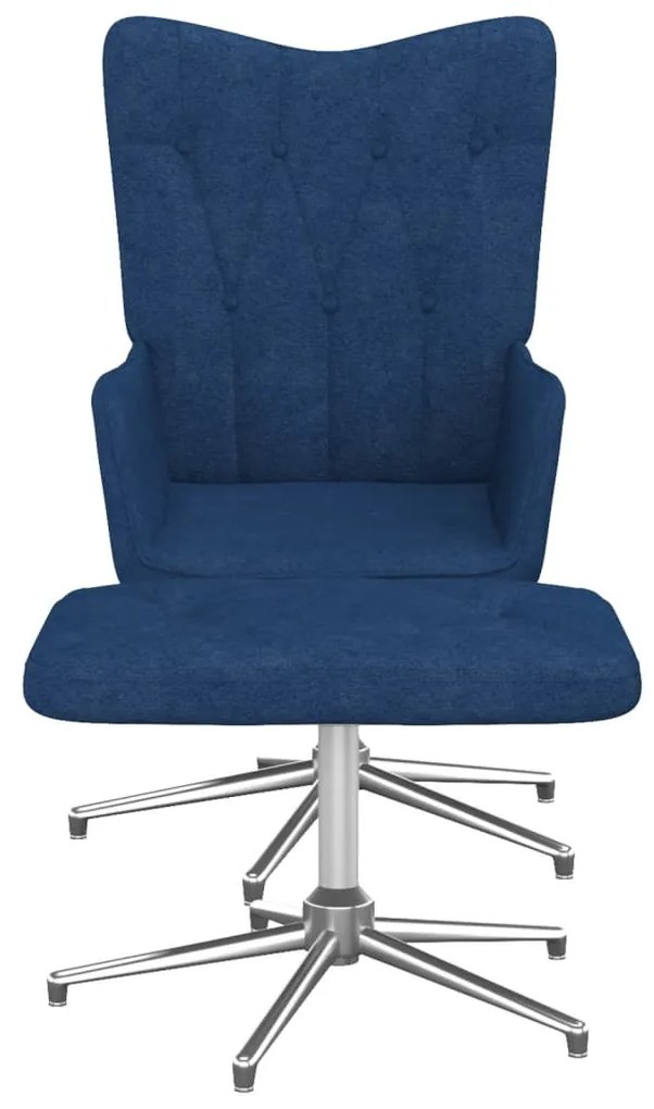 327604 vidaXL Scaun de relaxare cu taburet, albastru, textil