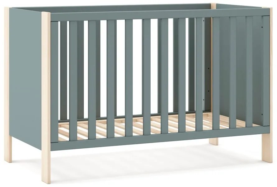 Pătuț în culoare naturală/verde prăfuit 60x120 cm Esteban – Marckeric