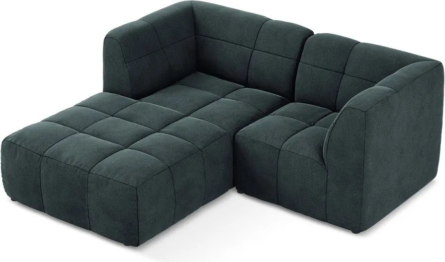 Colțar albastru cu tapițerie din catifea (cu colț pe partea stângă/cu șezlong) Aloha – Makamii