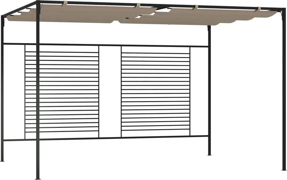 vidaXL Pavilion grădină, acoperiș retractabil gri taupe 3x4x2,3 m 180 g/m²