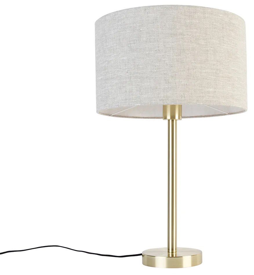 Lampă de masă clasică din alamă cu abajur gri deschis 35 cm - Simplo