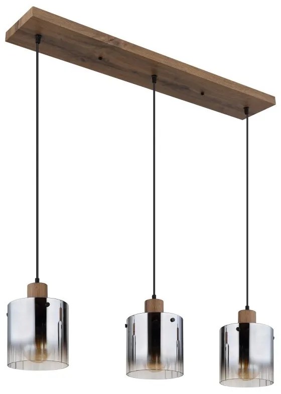 Lustra cu 3 pendule MDF si sticla fumurie UNDERWOOD