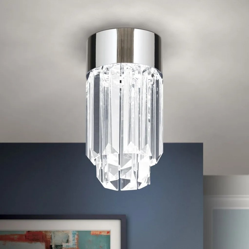 Plafoniera cu cristal K9 design elegant PRISM crom