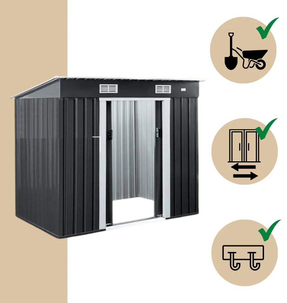 Căsuță de grădină pentru unelte L, 196x122x182 cm, antracit Jurhan