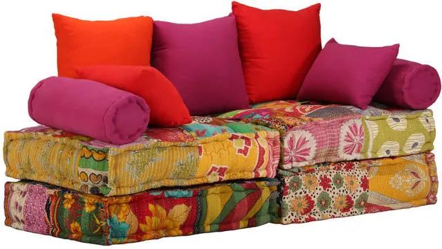 Canapea modulară cu 2 locuri, textil, model petice