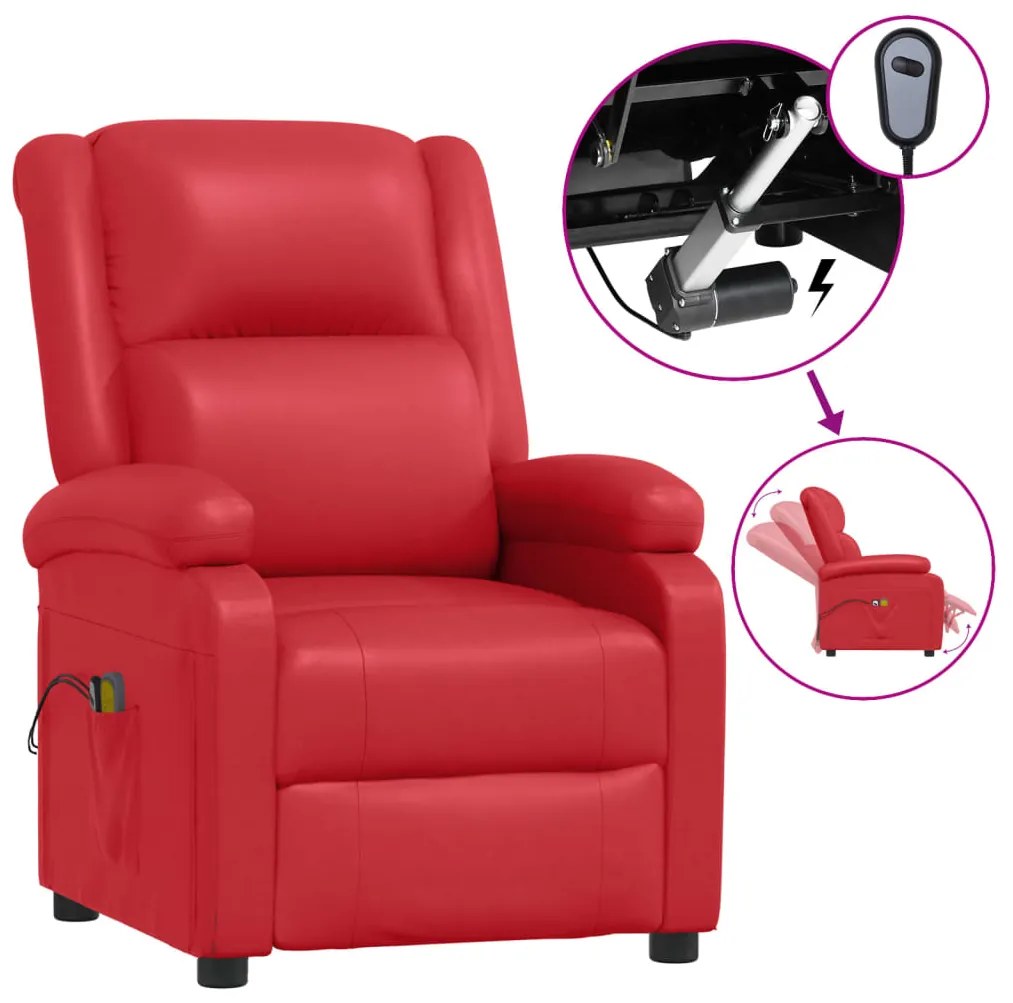 3073717 vidaXL Fotoliu de masaj electric, roșu, piele ecologică