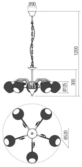 Lustră pe lanț Redo 02-973 ASPERA 5xE14/28W/230V negru