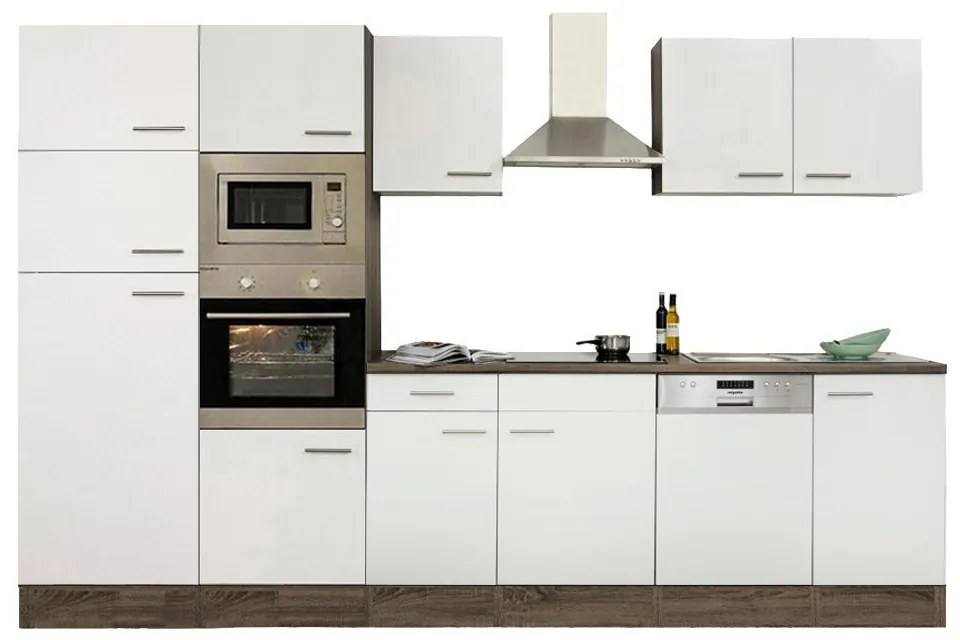 Mobilă de bucătărie Yorki 340, corp din stejar Yorki, cu față alb satinat