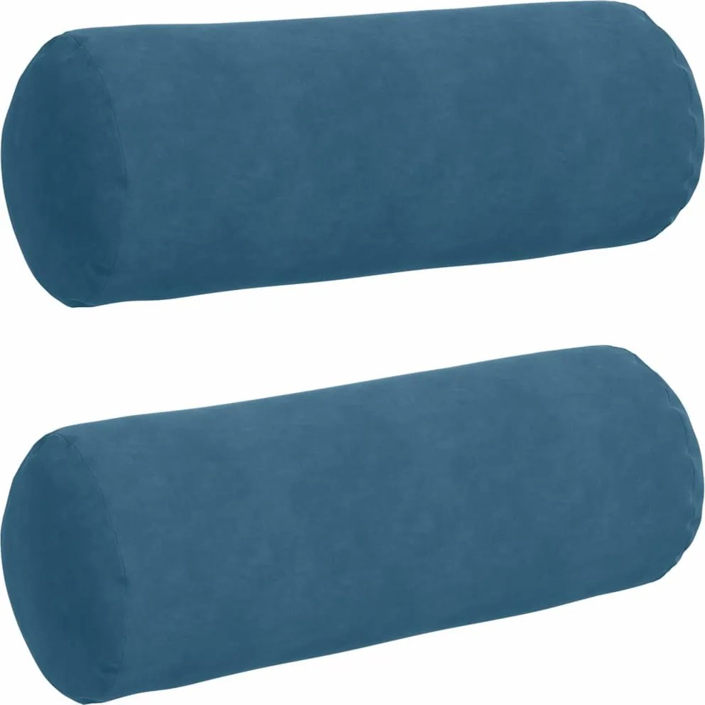 vidaXL Perne Bolster 2 pcs albastru Ø 25 x 70 cm Țesătură din corduroy