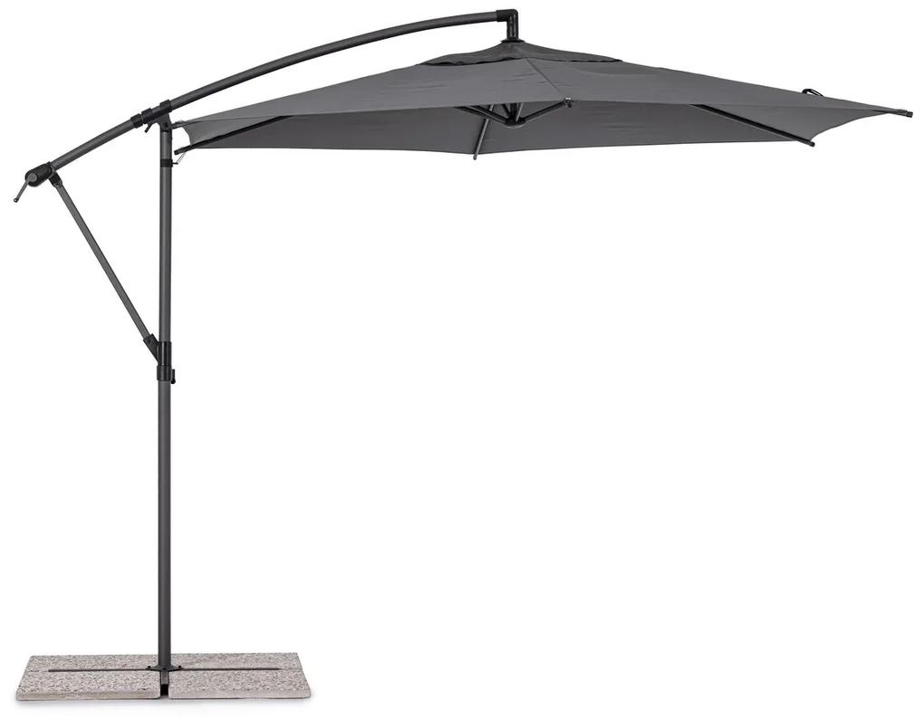Umbrela pentru gradina / terasa Tropea, Bizzotto, Ø 300 cm, stalp Ø 46-48 mm, otel/poliester, gri inchis