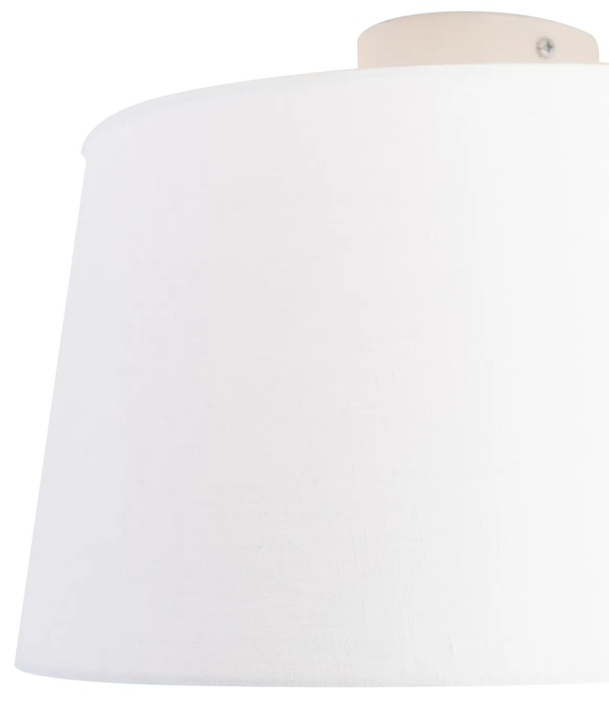 Plafoniera cu abajur din in alb 35 cm - Combi alb