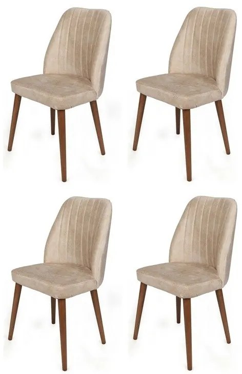 Set de scaune de sufragerie Alfa Cream and Walnut, 4 buc.
