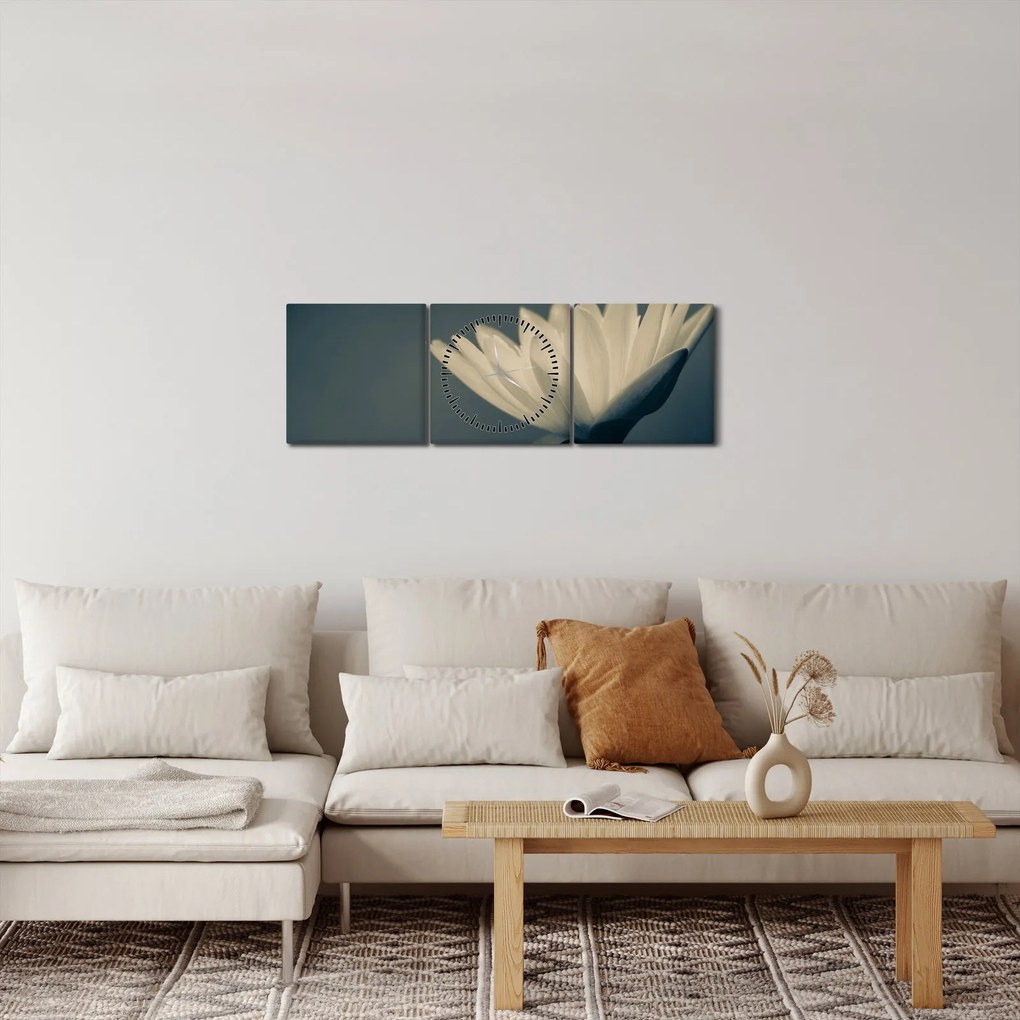 Tablou cu flori (cu ceas) (90x30 cm)
