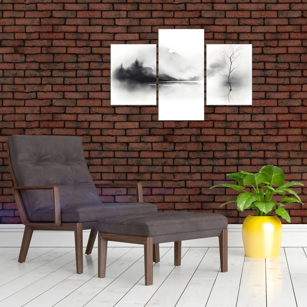 Tablou - pictură cu cerneală de peisaj (90x60 cm)