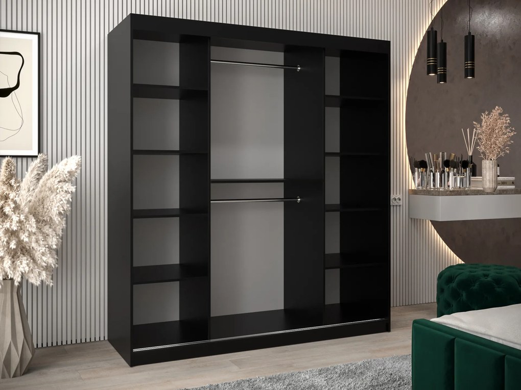 Dulap de haine 180 cm Eclipse (Negru mat + Alb mat). 1063417