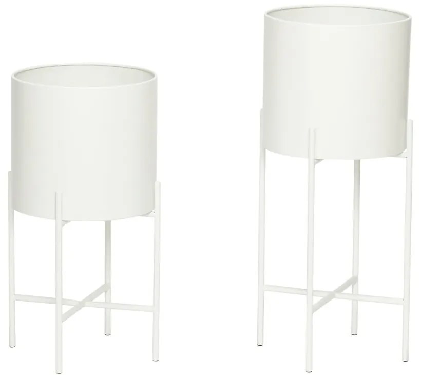 Set 2 ghivece din fier pe piedestal Hübsch Haggo, alb