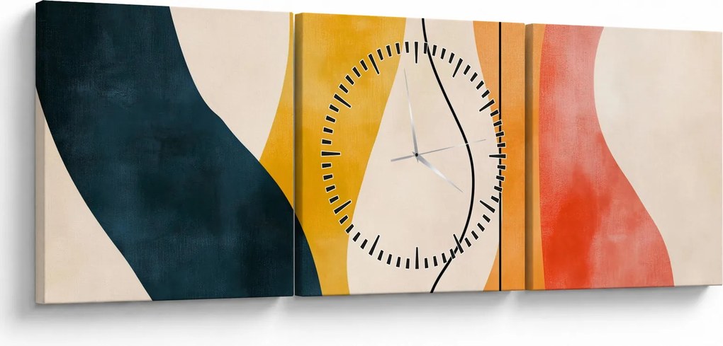 Tablou - Ilustrație colorată minimalistă II. (cu ceas) (90x30 cm)