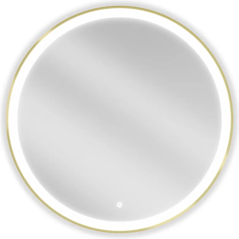 Mexen Esso oglindă de baie iluminată, rotundă 80 cm, LED 6000K, anti-ceață, ramă aurie - 9825-080-080-611-50
