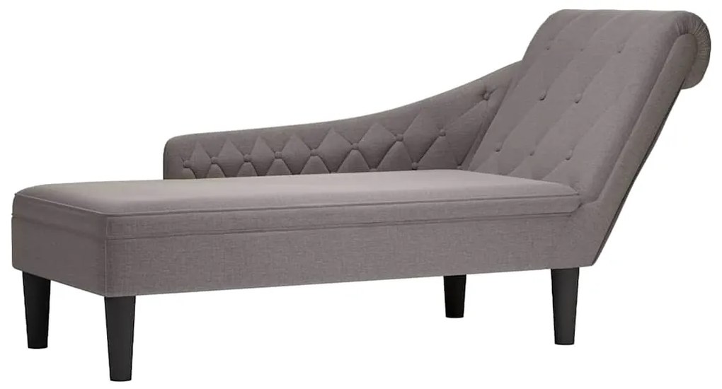 vidaXL Șezlong cu pernă și cotieră dreaptă, gri taupe, textil